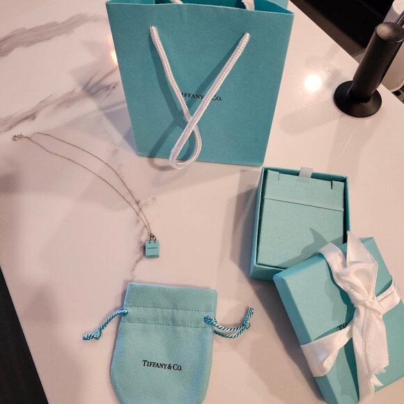 Authentic Tiffany & Co. Shopping Bag Charm Necklace - Picture 2 of 8